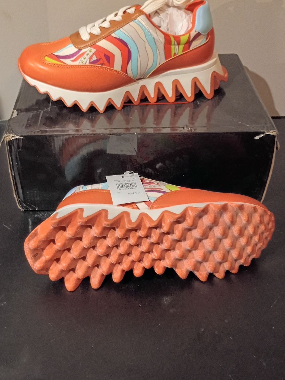 Rouge! Orange Multicolor Wave-Print Platform Sneakers - Picture 3 of 6
